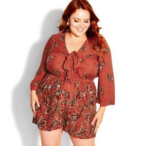 City Chic Bronze Boho Shorts Romper Playsuit Bronze Sz 18 NWT